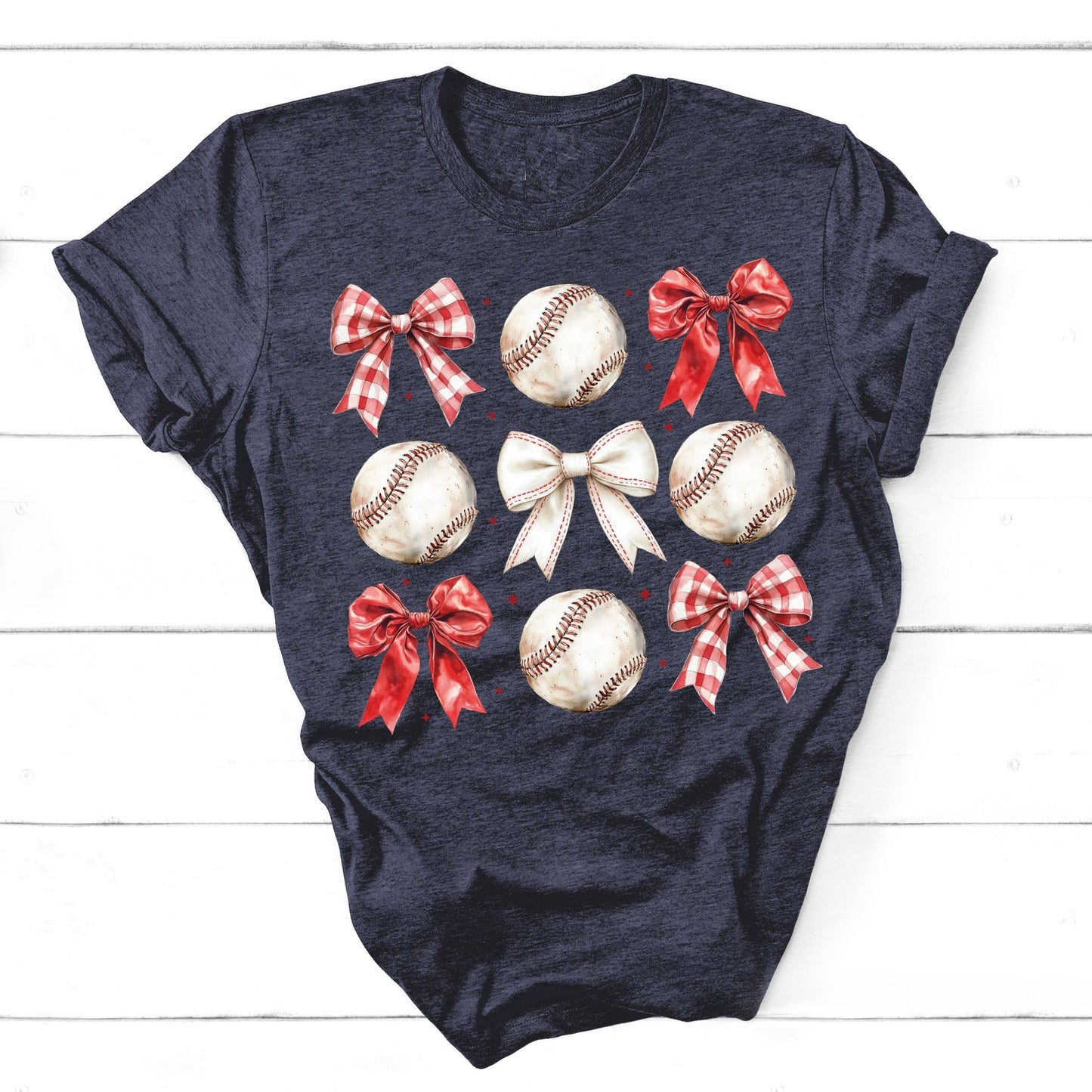 Baseball Coquette Bows - heather navy - Sunfire Tees