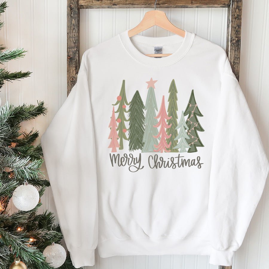 Blush Merry Christmas Trees - Sunfire Tees