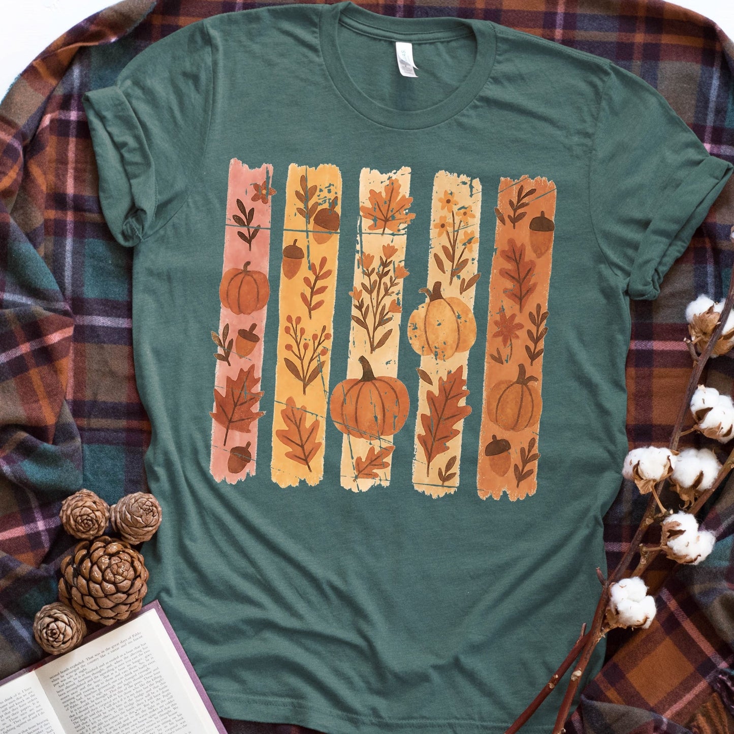 Brush Stroke Pumpkins - heather forest - Sunfire Tees