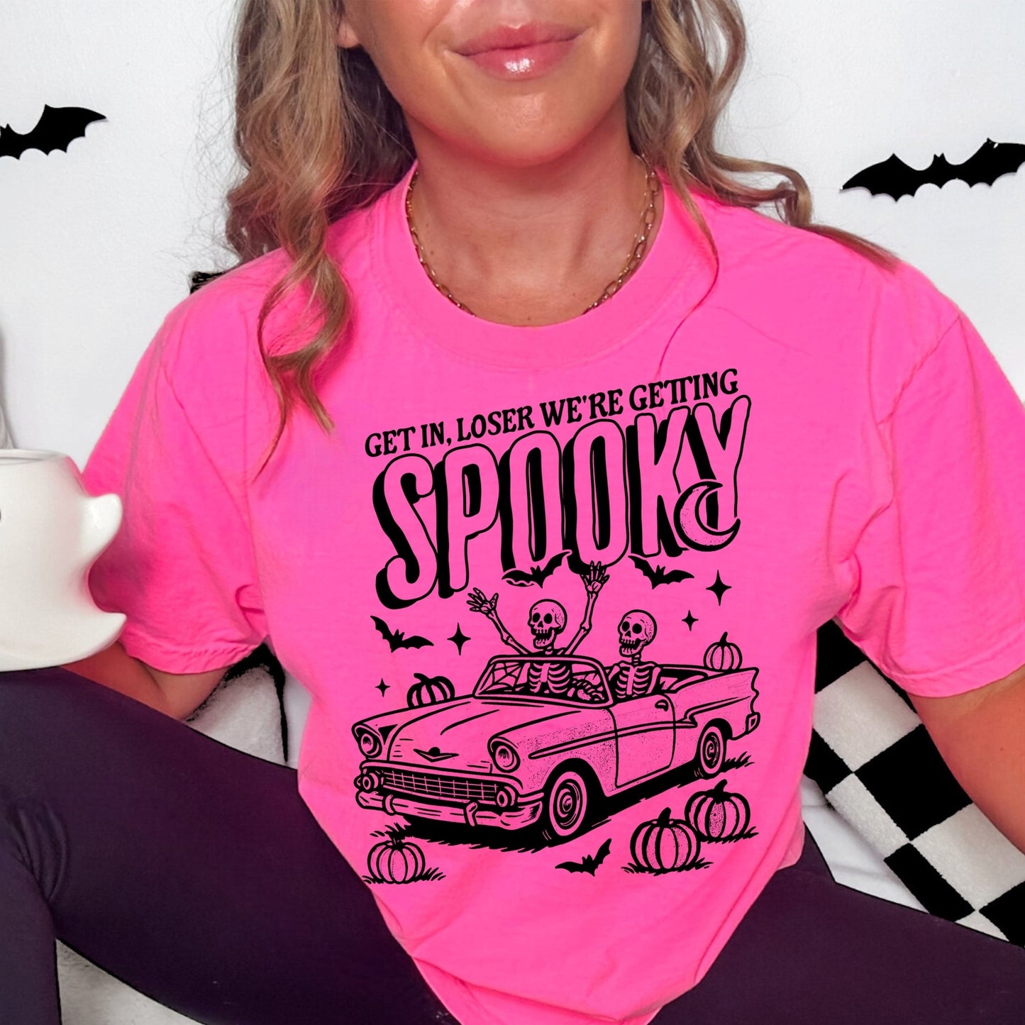 Get in Loser, We're Gettin' Spooky - CC Neon Pink - Sunfire Tees