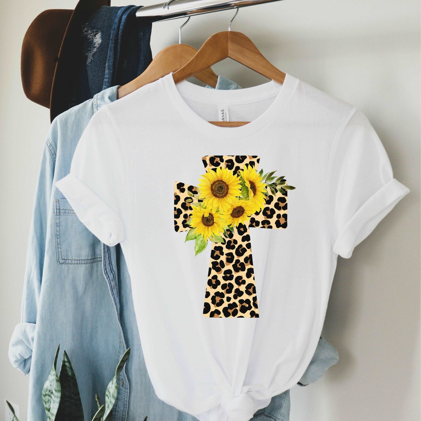 Leopard & Sunflower Cross - Sunfire Tees