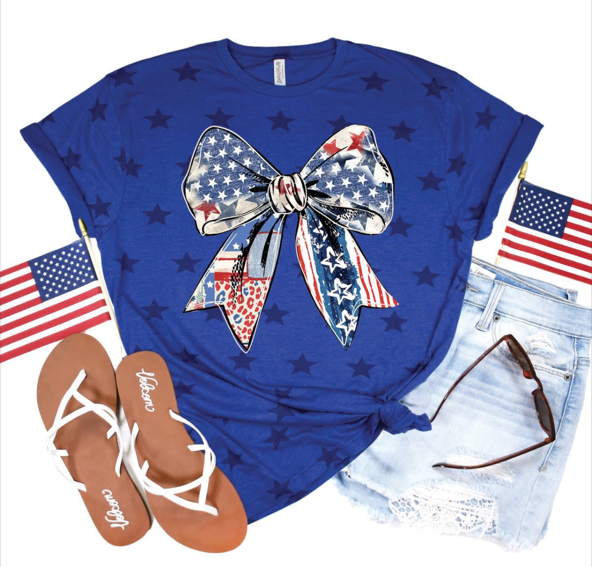 Patriotic Coquette Bow - royal stars - Sunfire Tees