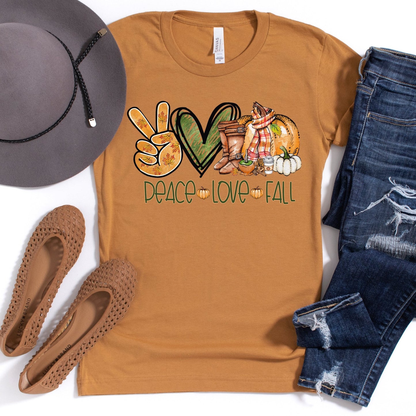 Peace Love Fall - toast - Sunfire Tees