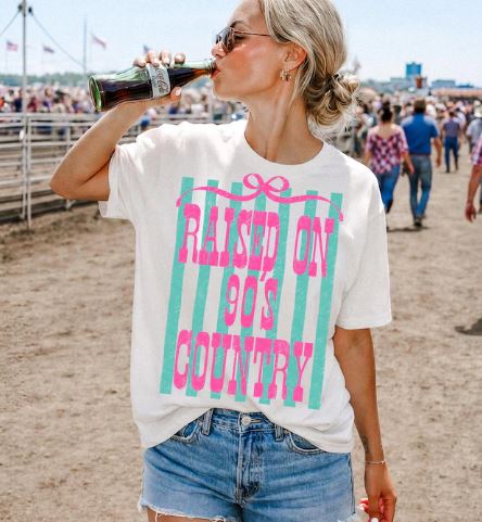 Raised on 90s Country - white - Sunfire Tees