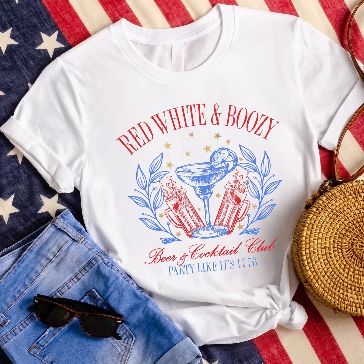 Red White & Boozy Social Club - white - Sunfire Tees