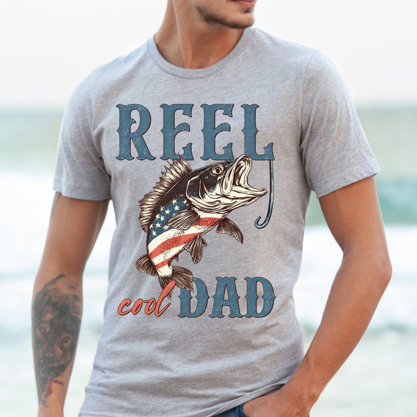 Reel Cool Dad - athletic gray - Sunfire Tees