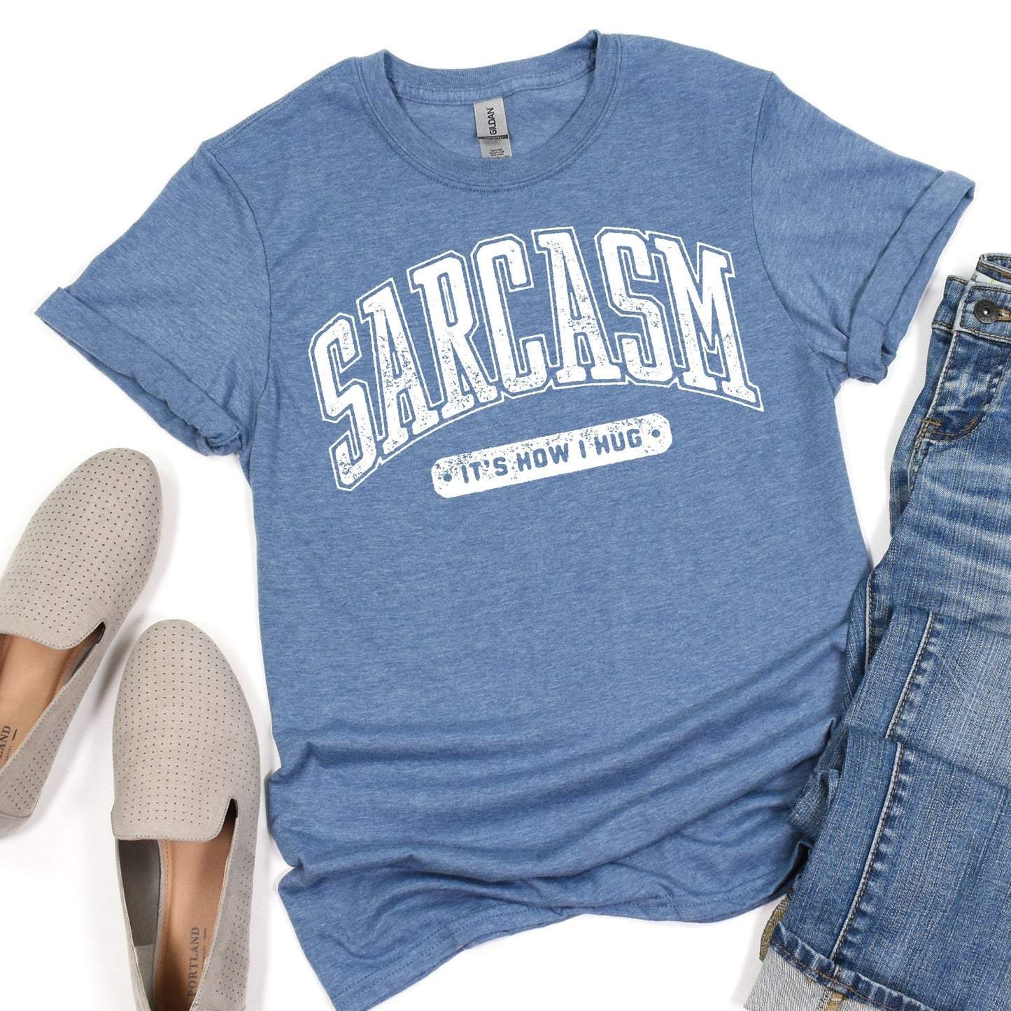 Sarcasm it's how I hug - heather indigo - Sunfire Tees