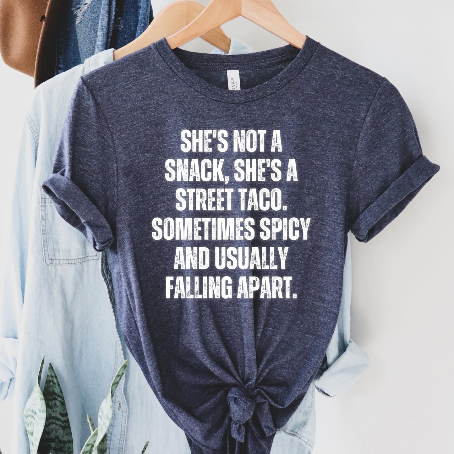 She's not a Snack, She's a Street Taco Shirt - heather navy - Sunfire Tees