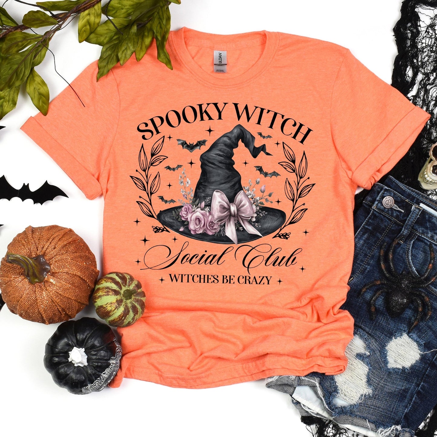 Spooky Witch Social Club - heather orange - Sunfire Tees