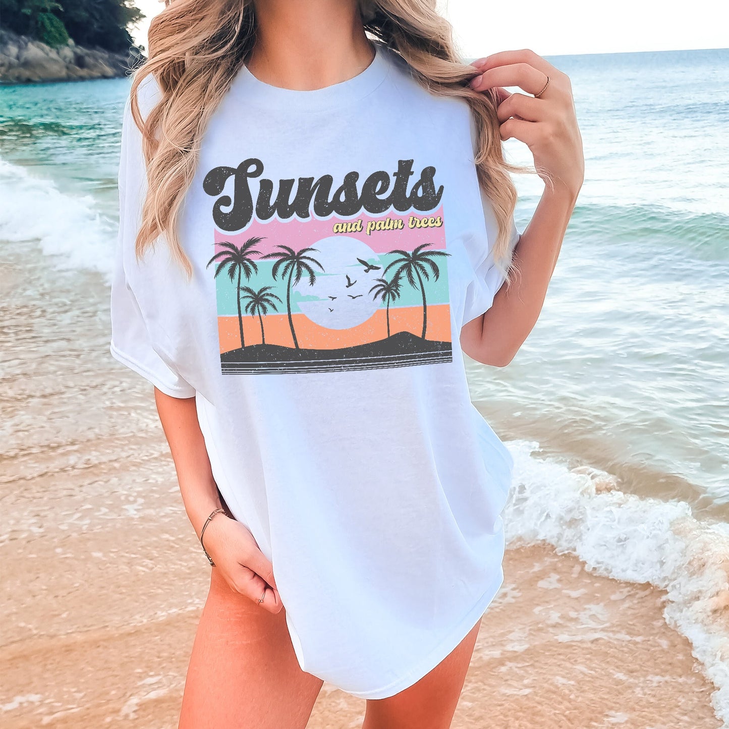 Sunsets & Palm Trees - comfort colors - Sunfire Tees