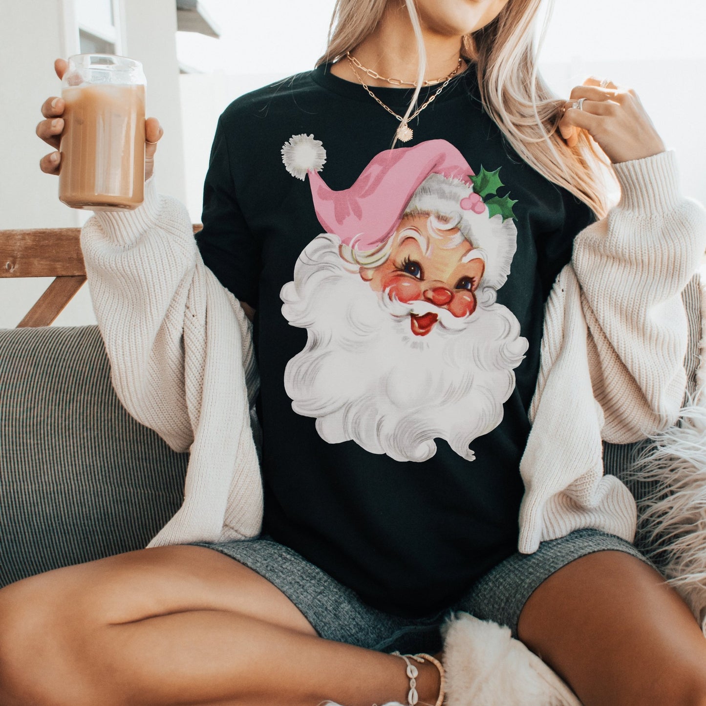 Vintage Santa on Black - Sunfire Tees