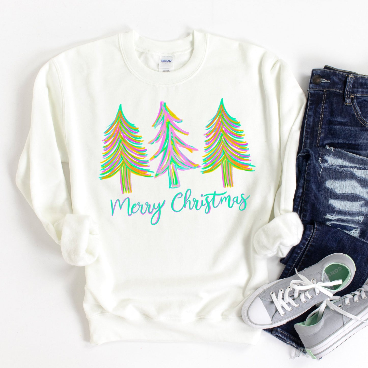 Watercolor Trees on White - Sunfire Tees