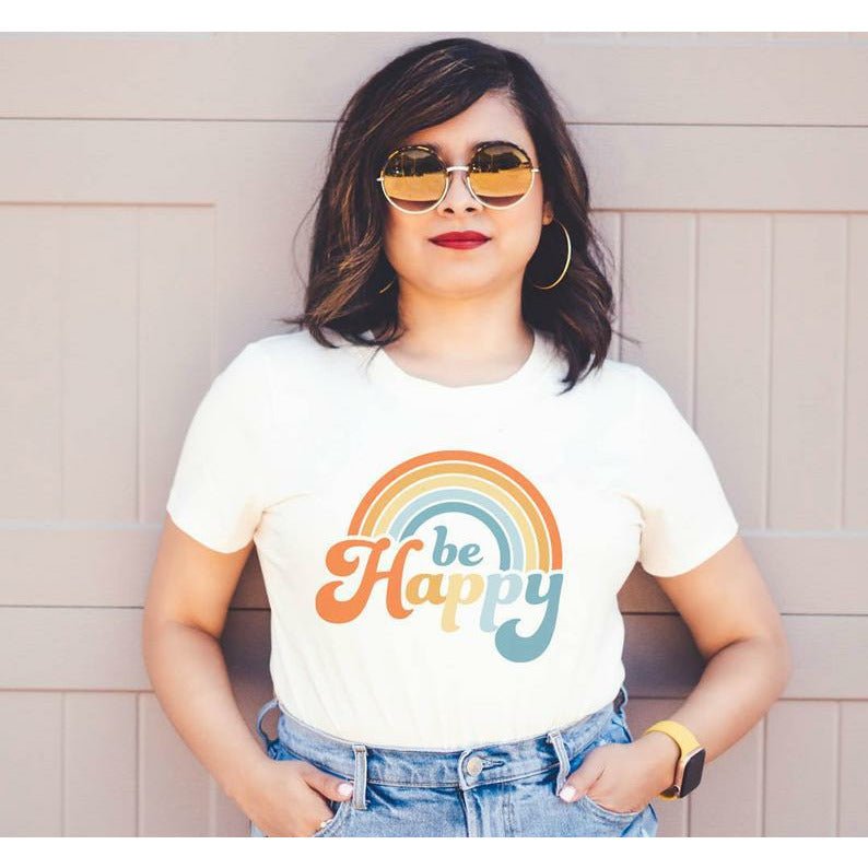 Be Happy - White - Sunfire Tees