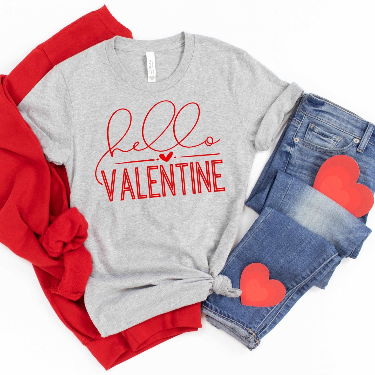 Hello Valentine - athletic gray - Sunfire Tees