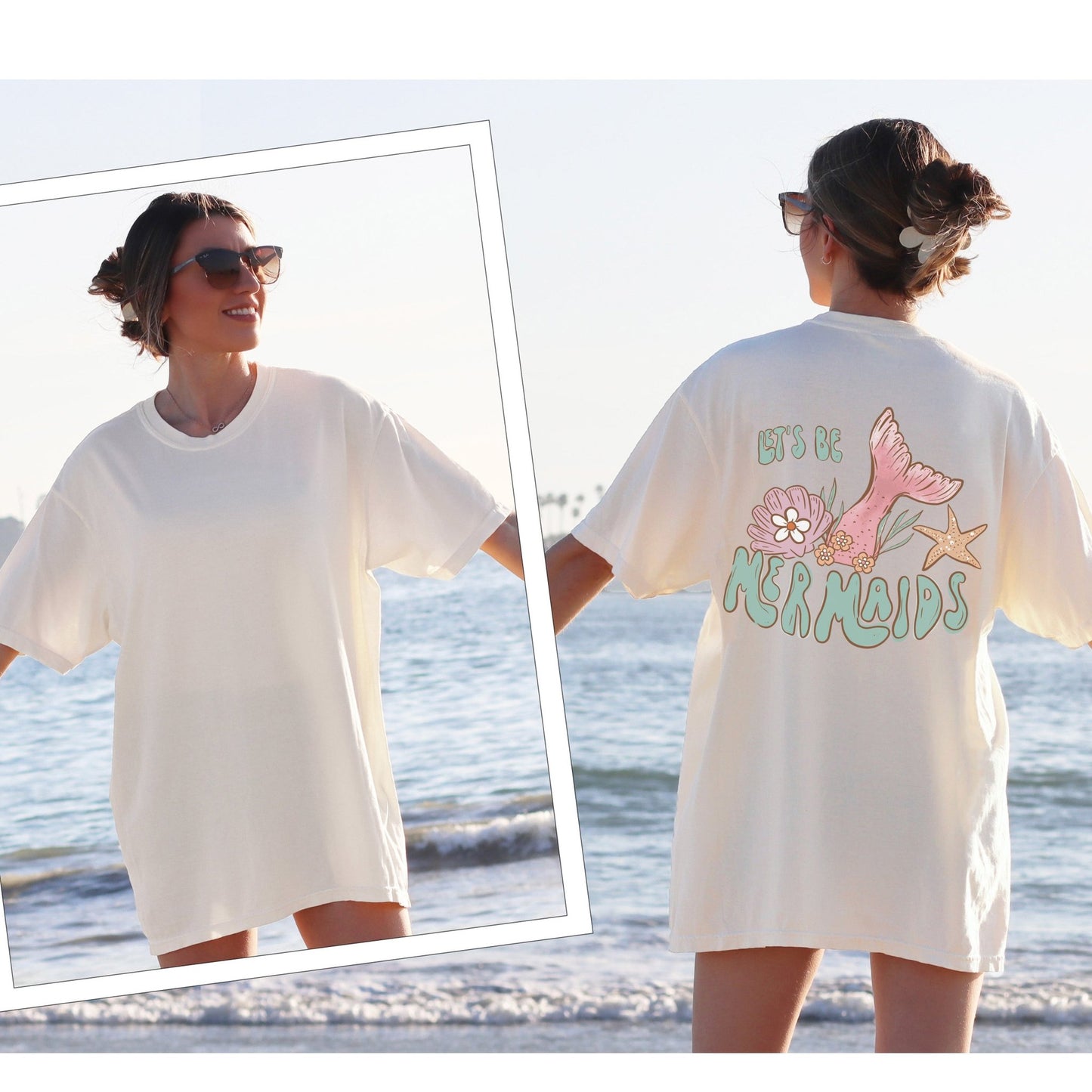 Let's Be Mermaids - CC ivory pocket - Sunfire Tees