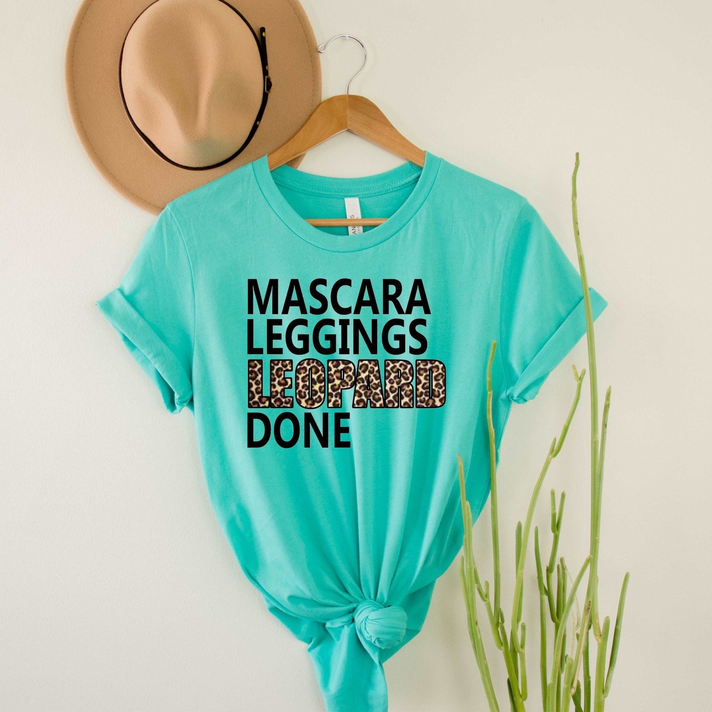 Mascara Leggings Leopard Done Shirt - Heather Teal - Sunfire Tees