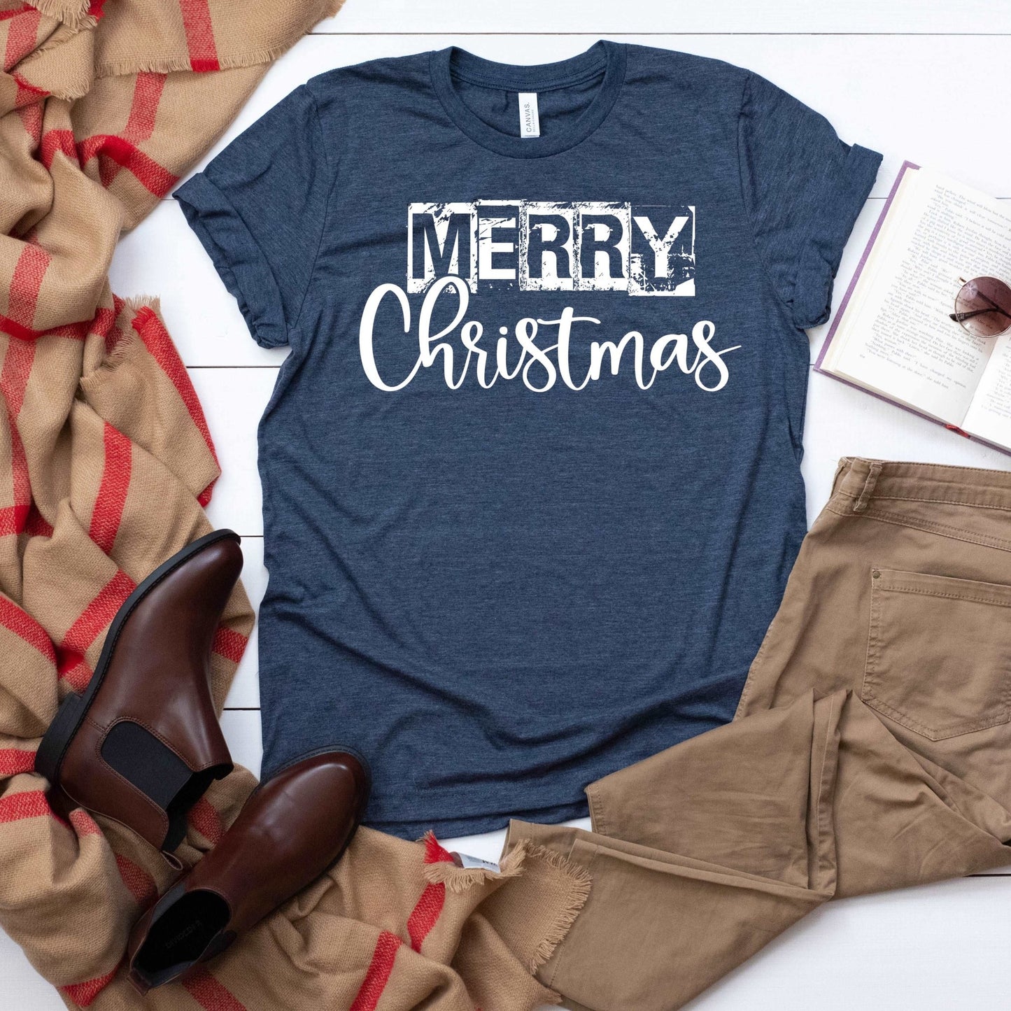 Merry Christmas - heather navy - Sunfire Tees