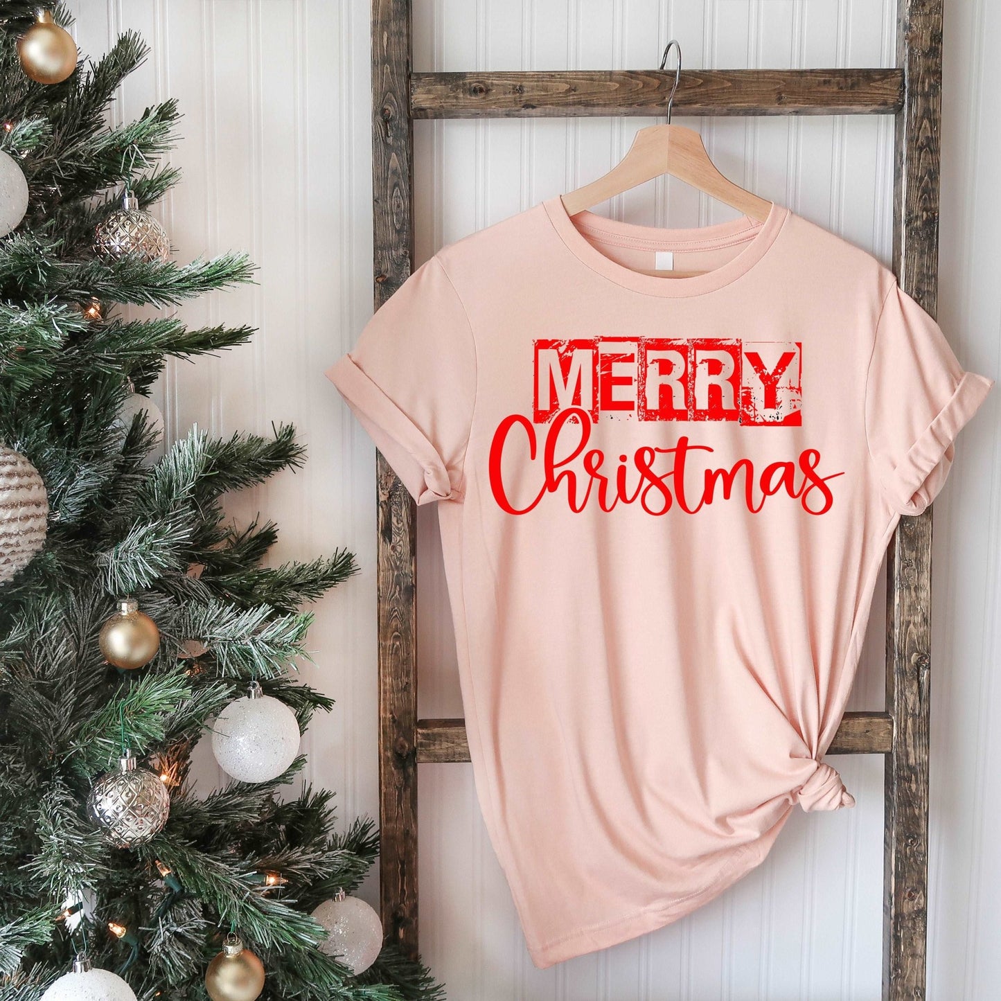 Merry Christmas - Heather Peach - Sunfire Tees