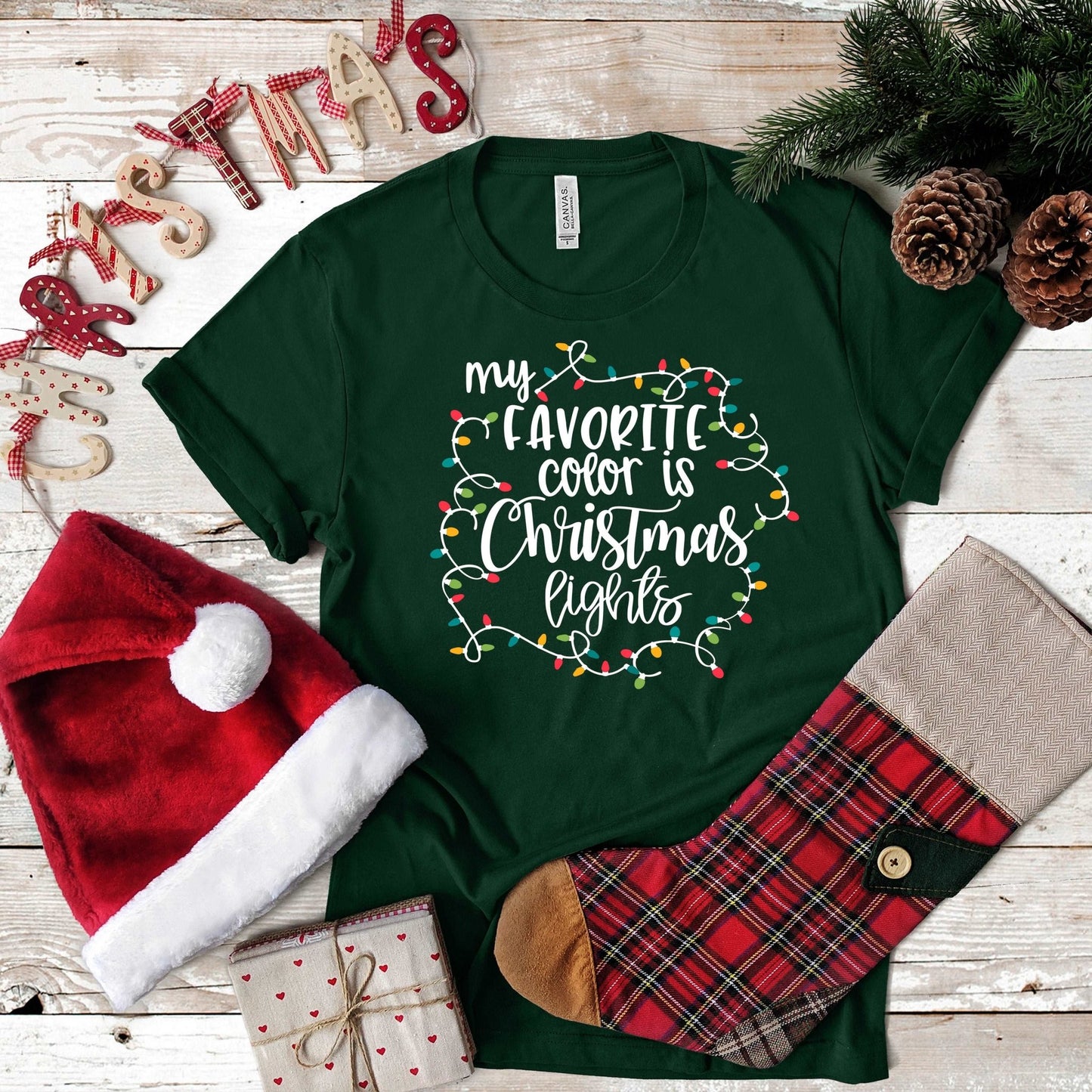 My Favorite Color is Christmas Lights - Dark Green RTS - Sunfire Tees
