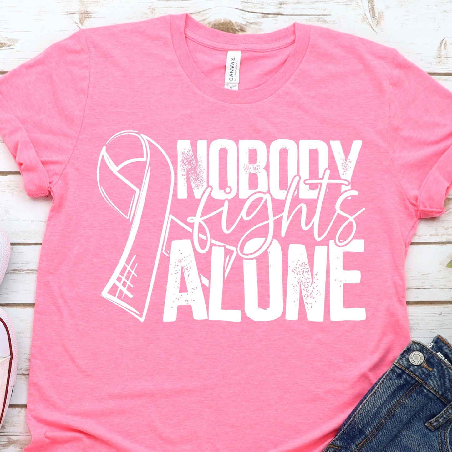 Nobody Fights Alone - charity pink - Sunfire Tees