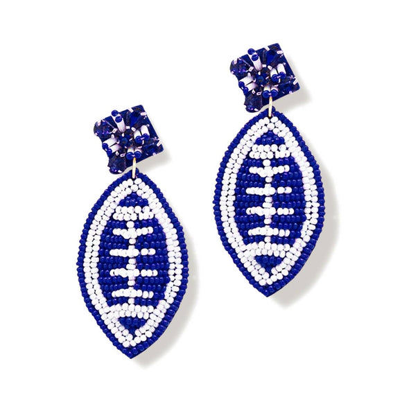 Royal Blue Kick Off Football Earrings