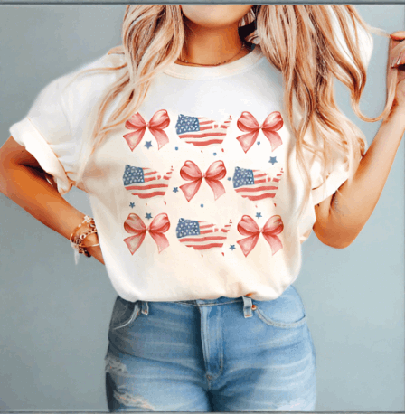 America Bows - ivory comfort colors - Sunfire Tees