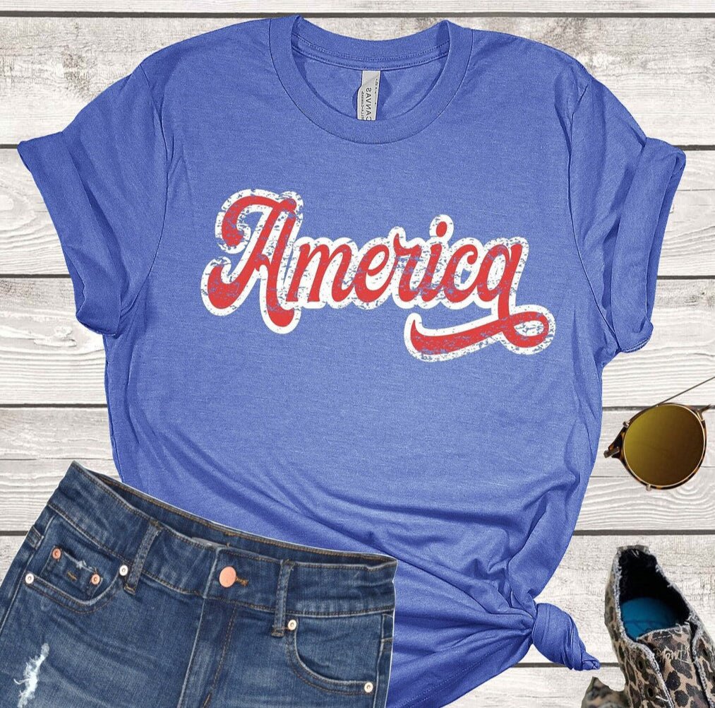 America - heather royal - Sunfire Tees