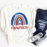 America Rainbow White Tee - Sunfire Tees