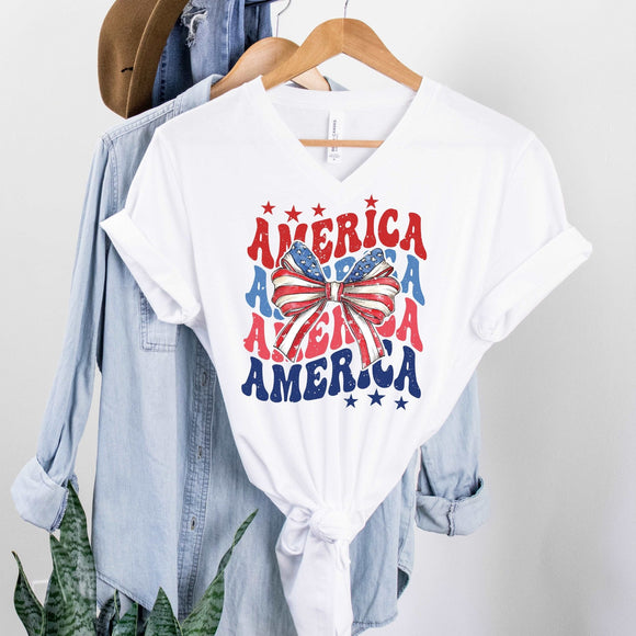 America with Bow - Sunfire Tees