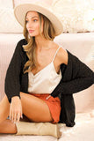 Open Front Patch Pocket Textured Knitted Cardigan