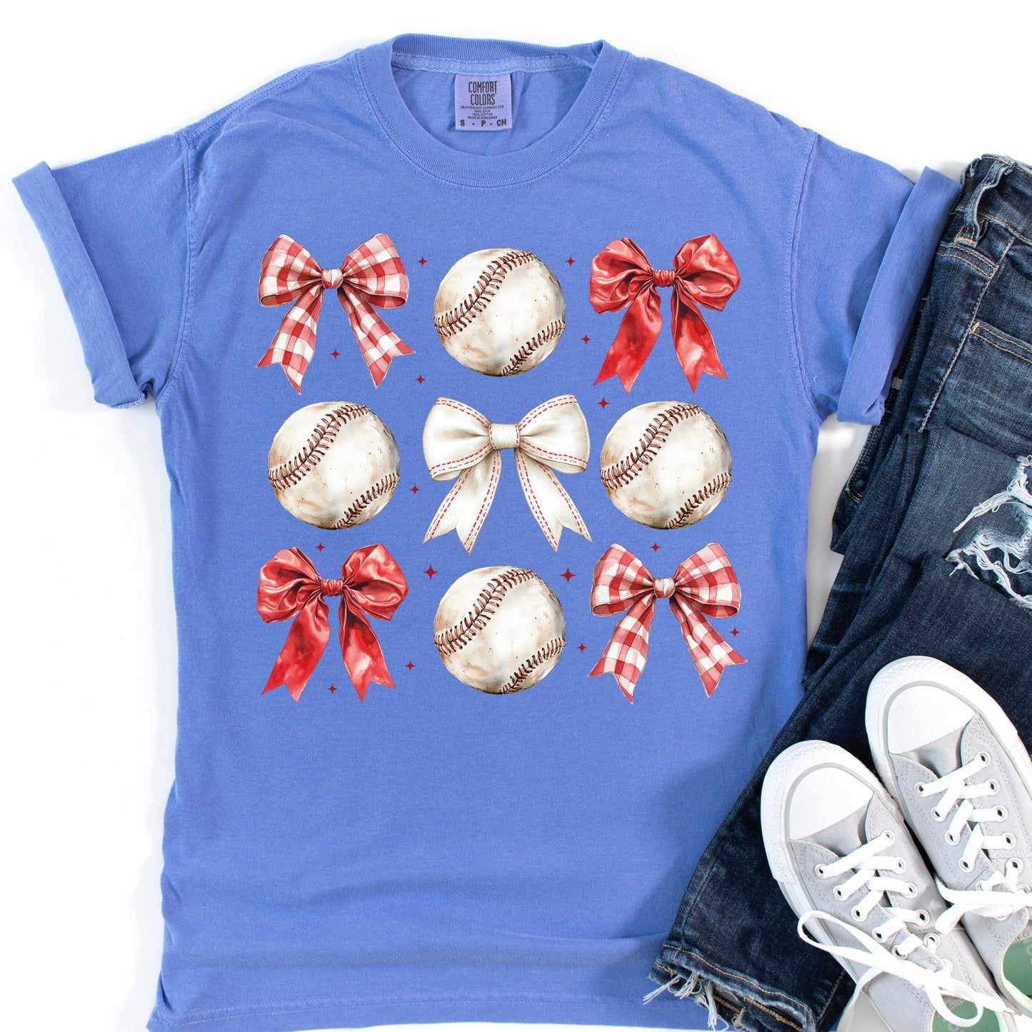 Baseball Coquette Bows - blue moon - Sunfire Tees