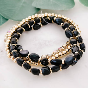 Black & Gold Bracelet Stack - Sunfire Tees