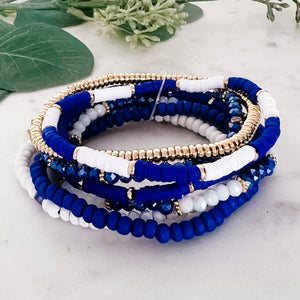 Blue White Bracelet Stack - Sunfire Tees