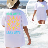 Boat Waves Sun Rays Lake Days - CC white - Sunfire Tees