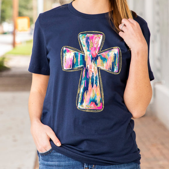 Brush Stroke Cross - navy - Sunfire Tees