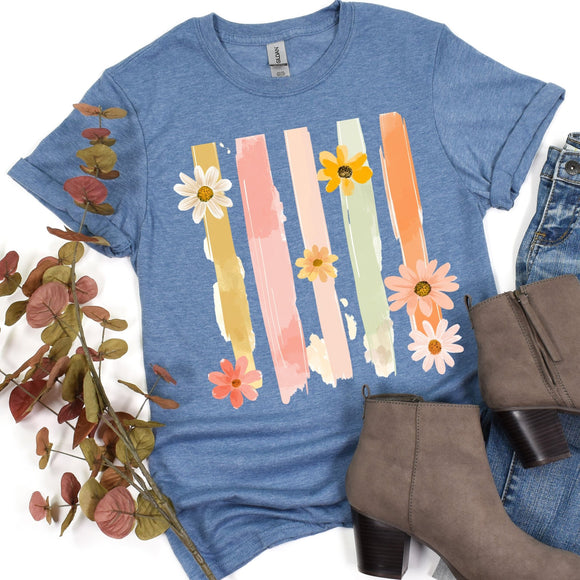 Brush Stroke Flowers - heather indigo - Sunfire Tees