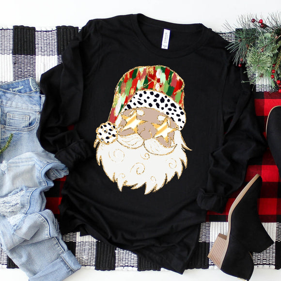 Brush Stroke Santa on Black - Sunfire Tees