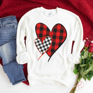 Buffalo Plaid Hearts - Sunfire Tees