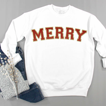 Chenille Merry Sweatshirt - Sunfire Tees
