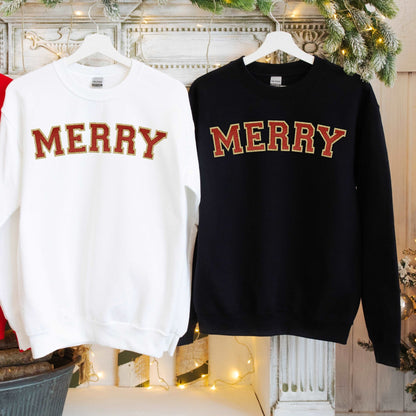 Chenille Merry Sweatshirt - Sunfire Tees