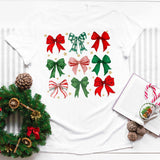 Christmas Bows on White - Sunfire Tees