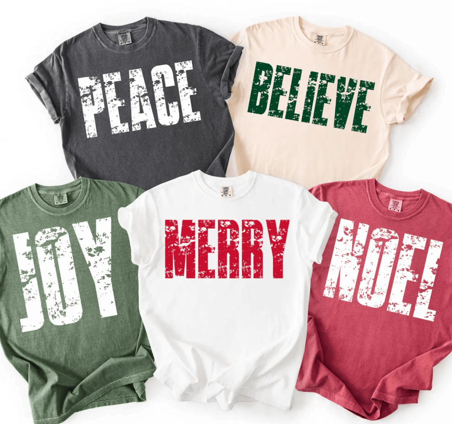 Christmas Word Tees - Comfort Colors - Sunfire Tees