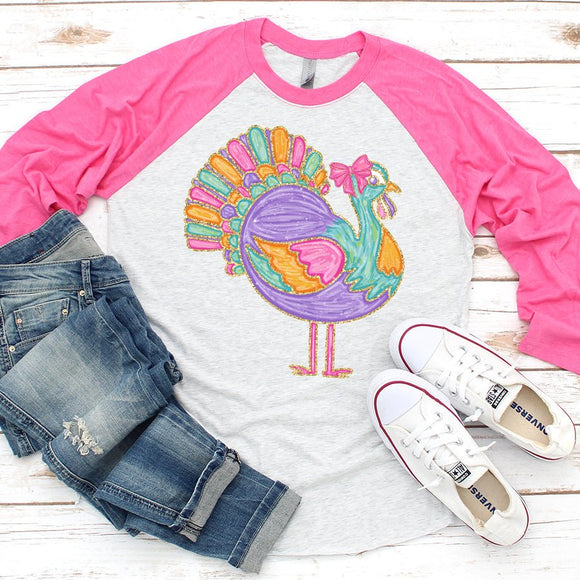 Colorful Turkey Raglan - Sunfire Tees