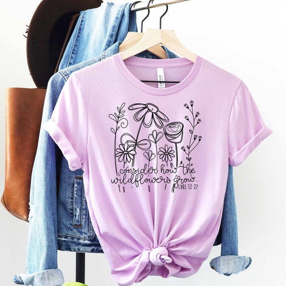 Consider How the Wildflowers Grow - lilac - Sunfire Tees