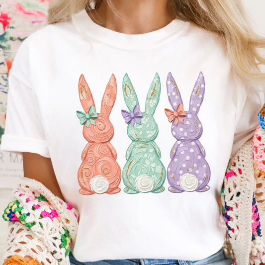 Coquette Easter Bunnies - white - Sunfire Tees