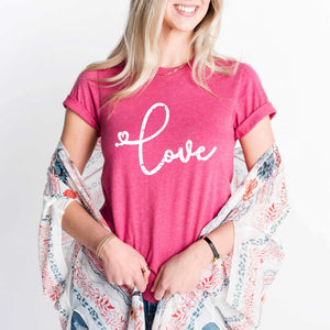 Cursive Love - heliconia - Sunfire Tees