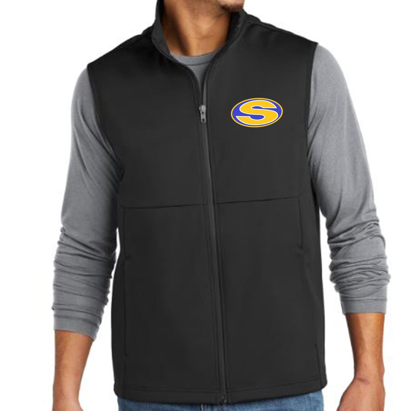 Embroidered Black Vest - Sunfire Tees