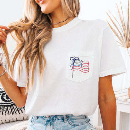Embroidered Flag Pocket Tee – Comfort Colors - Sunfire Tees