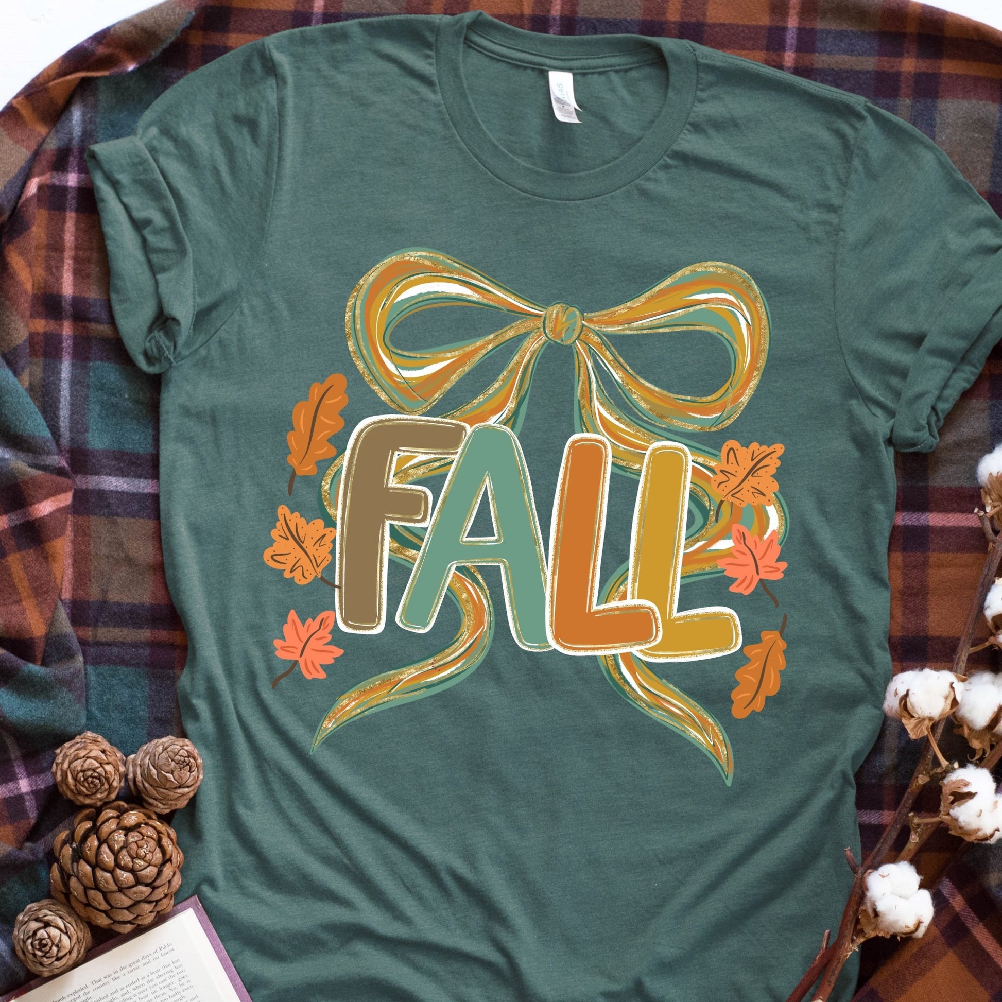 Fall Coquette Bow - heather forest - Sunfire Tees