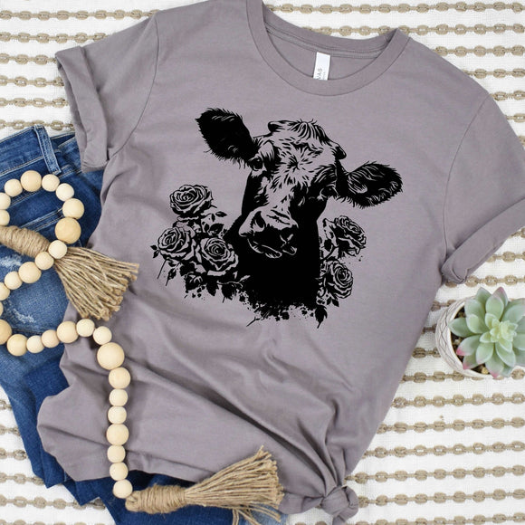 Floral Cow Shirt - Sunfire Tees